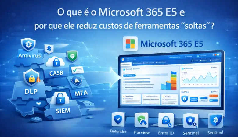 O que é o Microsoft 365 E5 e por que ele reduz custos de ferramentas “soltas”?