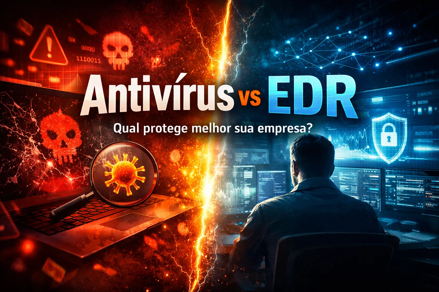 Antivírus não é mais suficiente. Entenda a diferença entre Antivírus vs EDR, veja exemplos reais de ataques e descubra qual solução sua empresa realmente precisa para evitar prejuízos.