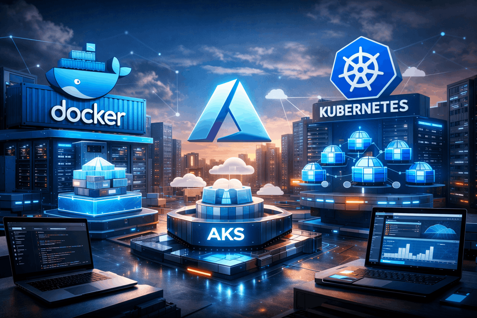 Containers no Azure com Docker e Kubernetes (AKS): veja como reduzir custos, escalar aplicações e eliminar falhas de deploy. Guia prático para empresas que querem modernizar sua infraestrutura de TI com segurança e alta performance.