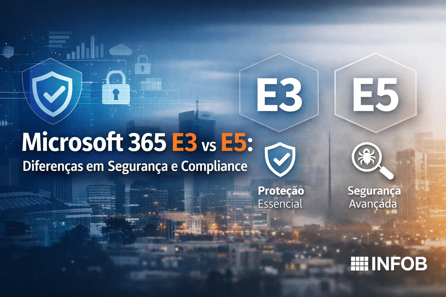 Microsoft 365 E3 ou E5? Veja as diferenças em segurança e compliance, riscos, recursos avançados e qual plano é ideal para sua empresa.