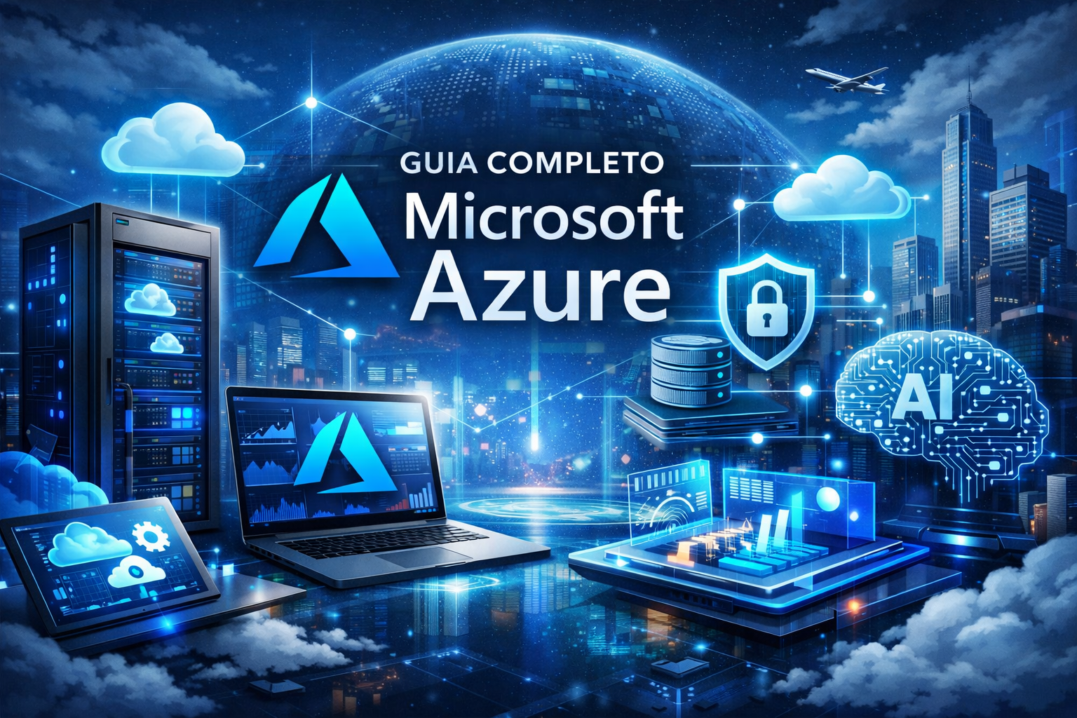 Microsoft Azure explicado: arquitetura, custos, segurança, migração e IA. O guia mais completo para empresas que querem adotar cloud com estratégia.