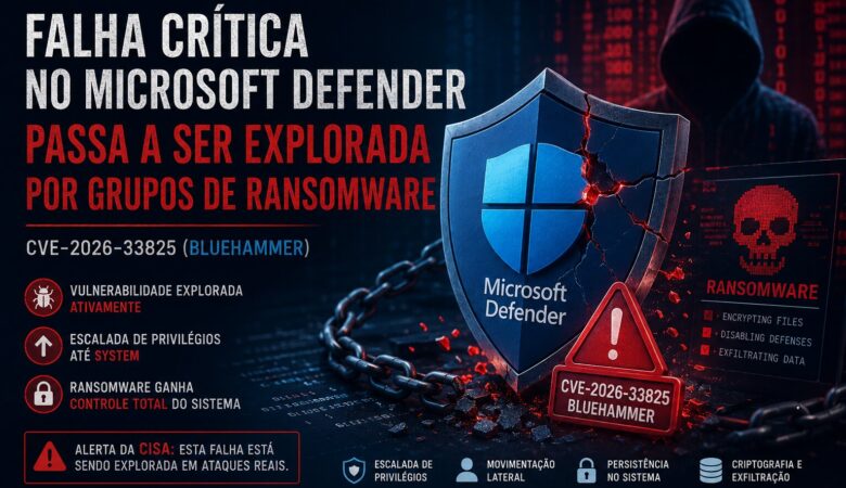 Falha crítica no Microsoft Defender passa a ser explorada por grupos de ransomware: o que empresas precisam fazer agora