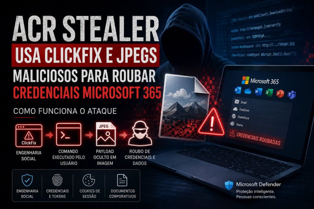 ACR Stealer usa ClickFix e JPEGs maliciosos para roubar credenciais Microsoft 365: como funciona o ataque