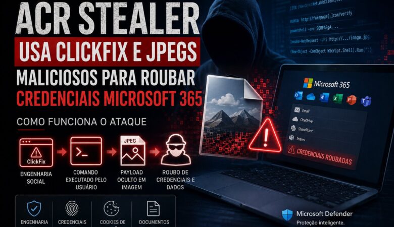 ACR Stealer usa ClickFix e JPEGs maliciosos para roubar credenciais Microsoft 365: como funciona o ataque