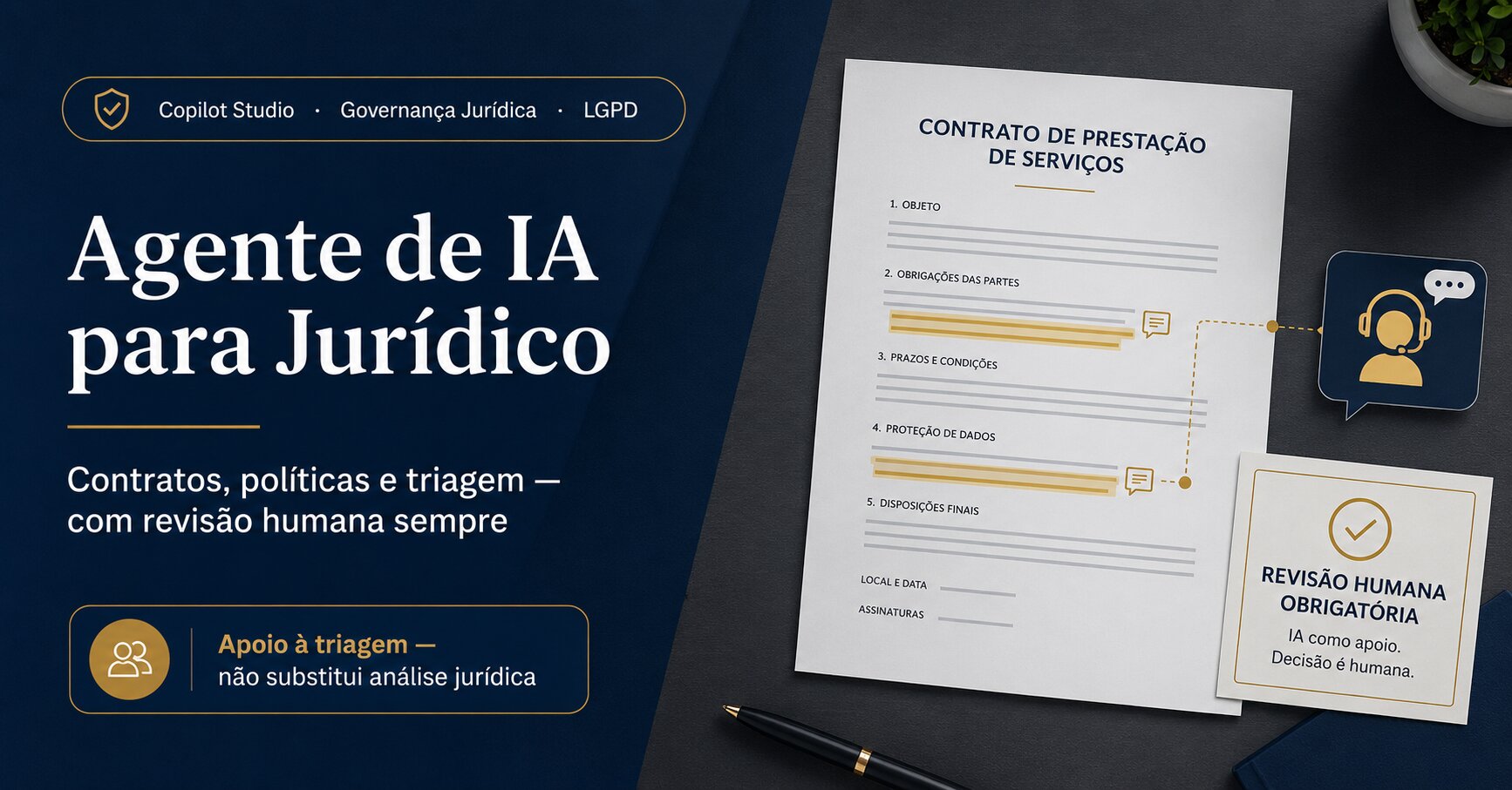 Agente de IA para jurídico: contratos, políticas e triagem de solicitações
