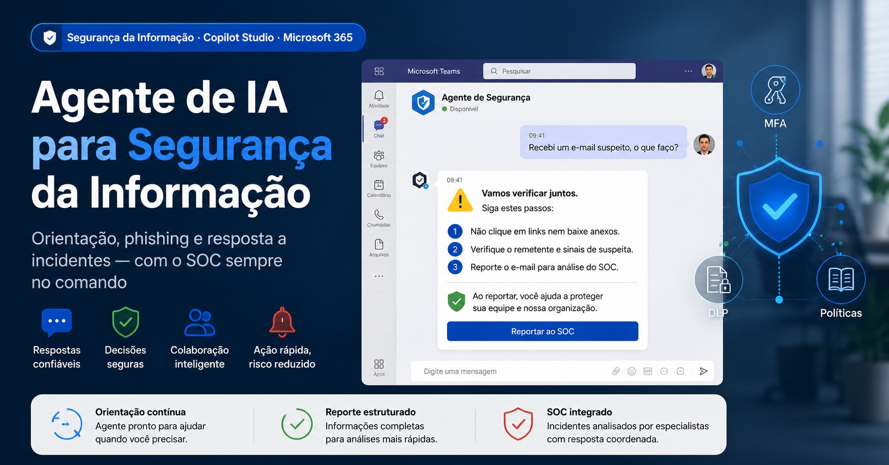 Agente de IA para segurança da informação: políticas, phishing e incidentes